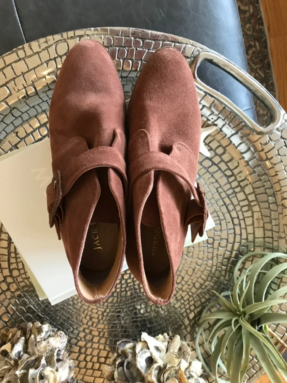 BOHO-CHIC 🔥  Y2K JACK ROGERS TAUPE BROWN SUEDE IZZIE WEDGES BOOTIES